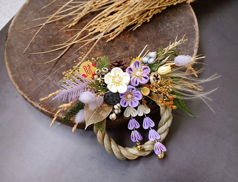 Japanese style fine workmanship flowers, prayer notes and rope hanging decorations, dried flowers, immortal flowers, opening ceremony to celebrate the new home. - ของวางตกแต่ง - พืช/ดอกไม้ 