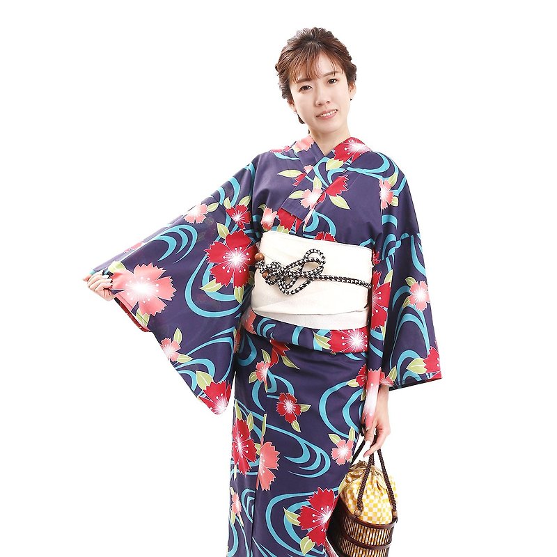 Women's Yukata Obi 2-piece set F size X25-310 yukata - อื่นๆ - ผ้าฝ้าย/ผ้าลินิน สีดำ