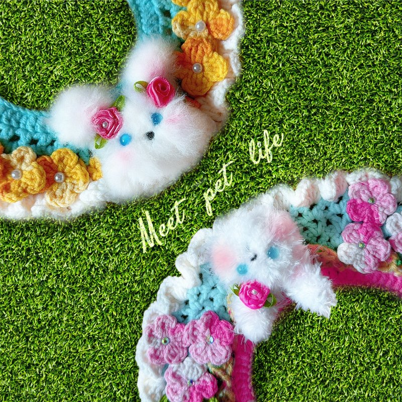 Huahua Cute Rabbit Scarf Series | Pet Scarf Dog Mouth Scarf Pet Bib Knitted Scarf - อื่นๆ - ผ้าฝ้าย/ผ้าลินิน 