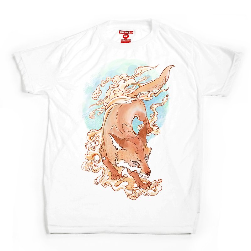 The fire fox Chapter One T-shirt Soften unisex male female - 男 T 恤 - 棉．麻 白色