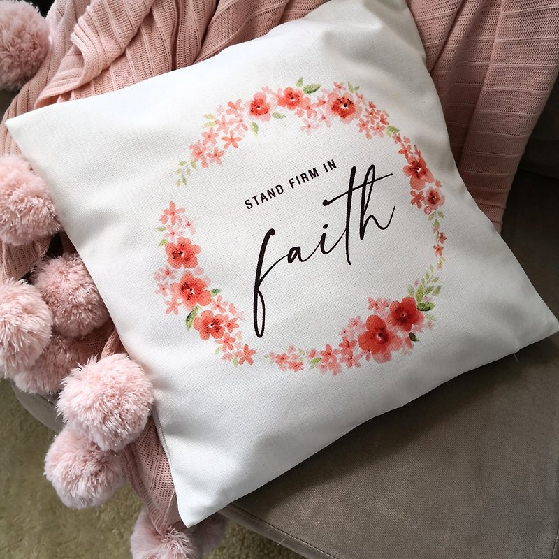 Inspiration BibleVerse Stand Firm in Faith 45*45cm Cover - Pillows & Cushions - Cotton & Hemp Pink