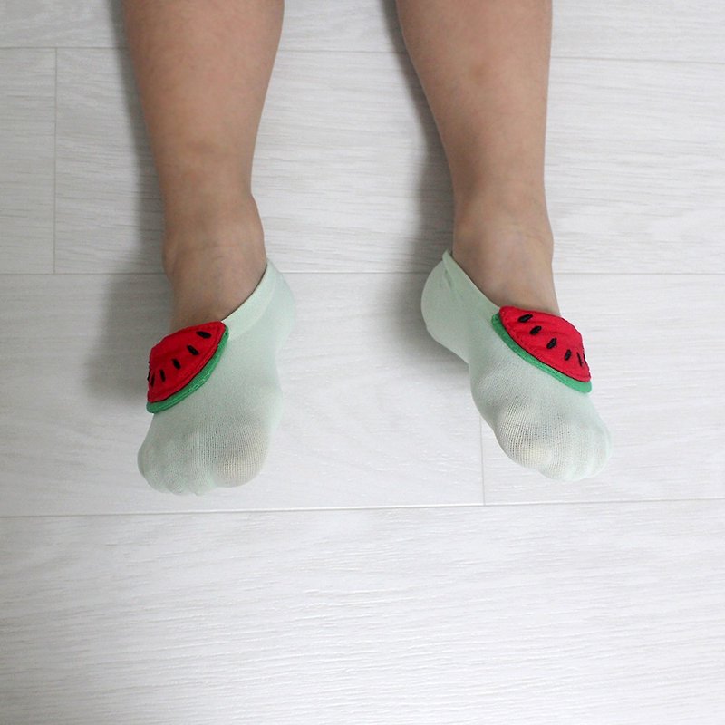 watermelon socks, Baby Gift Newborn Baby Girl cool Socks with watermelon - ถุงเท้าเด็ก - ผ้าฝ้าย/ผ้าลินิน สีเขียว