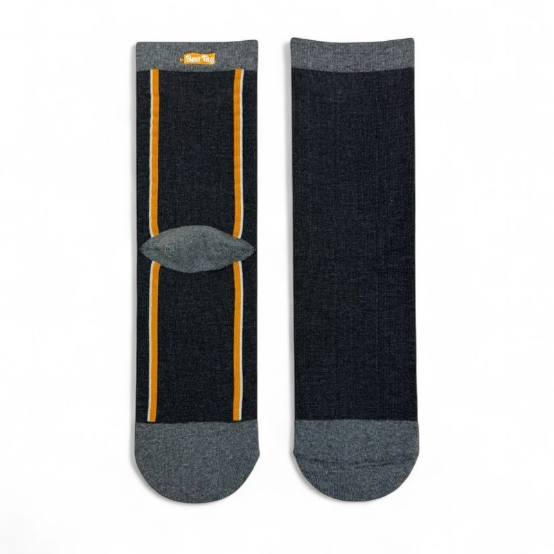 BestTag 背直線條紋 灰橘 22-28cm - 襪子 - 棉．麻 咖啡色