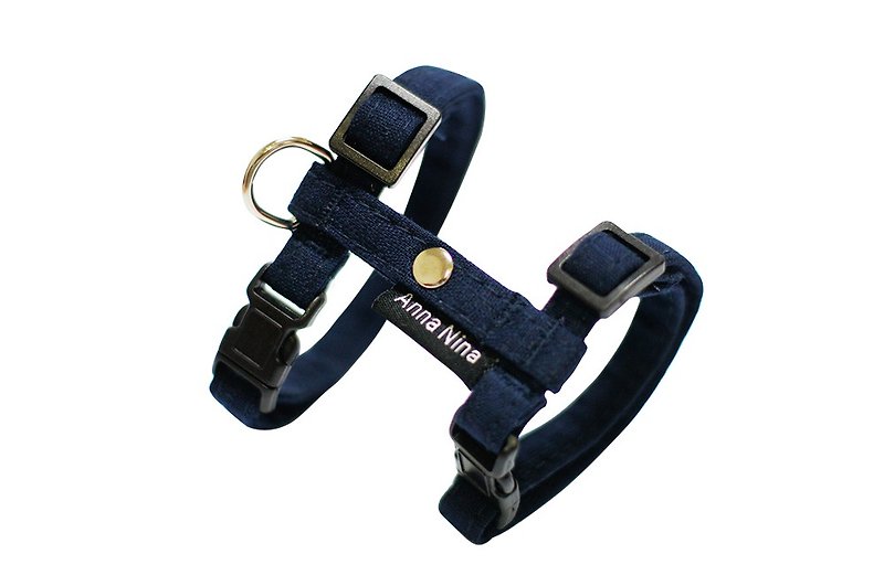[AnnaNina] Pet chest back/chest strap cat and rabbit I-shaped chest strap navy blue quick buckle pull - Clothing & Accessories - Cotton & Hemp 