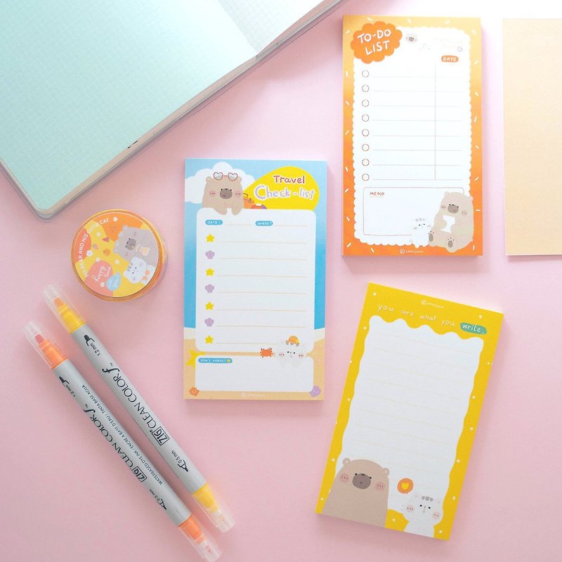 Mr. Bear and his cutie cat : Check-list - Sticky Notes & Notepads - Paper Multicolor