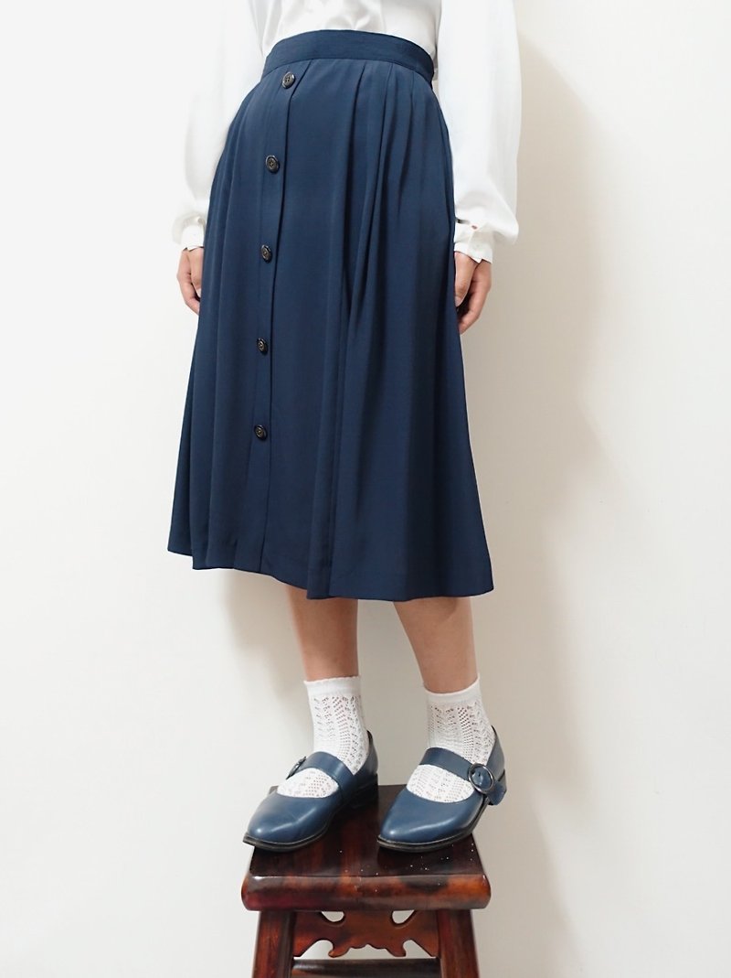 Awhile Moment | Vintage Skirt no.73 - Skirts - Polyester Blue