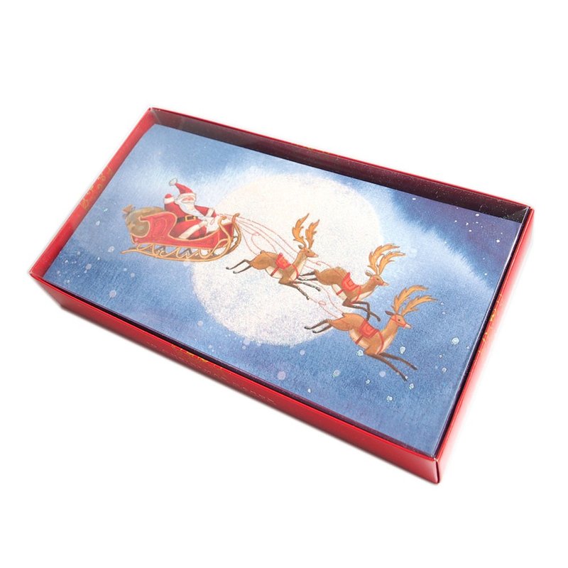 麋鹿拉雪橇 耶誕盒卡10入【Ling Design-LD卡片 聖誕節系列】 - 卡片/明信片 - 紙 多色