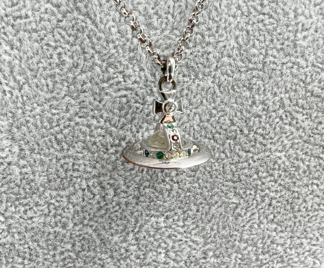 Vivienne Westwood Pearl Silver Saturn high quality Orb Pendant Necklace