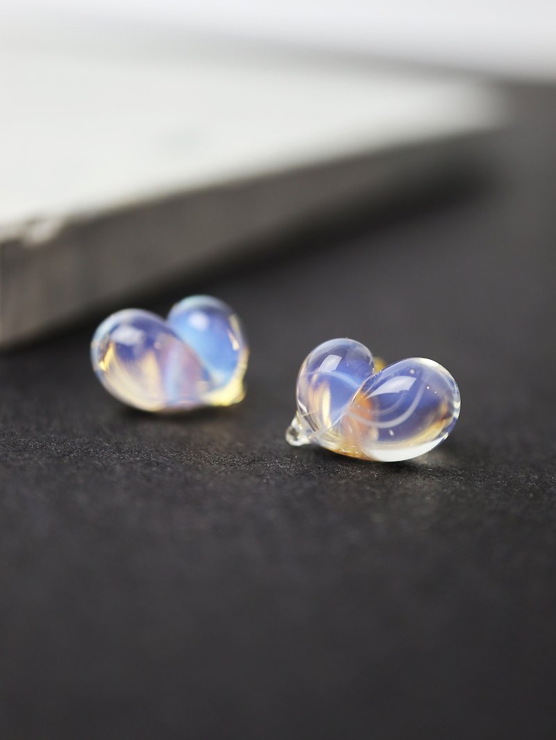 CUORE stud earrings - Moon - Earrings & Clip-ons - Glass Transparent