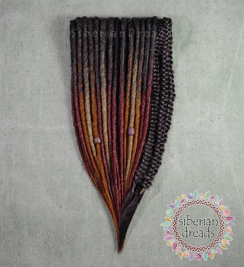Autumn colour dreadlocks  / Crochet smooth dreads / Boho dreads - 髮夾/髮圈 - 其他材質 咖啡色