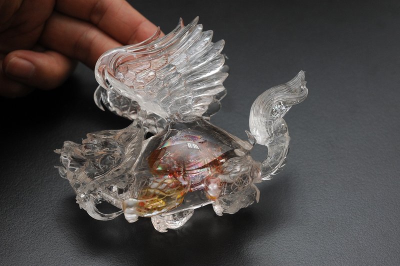 飛天白水晶龍龜 開運/招財/防小人(收藏品) - 擺飾/家飾品 - 水晶 