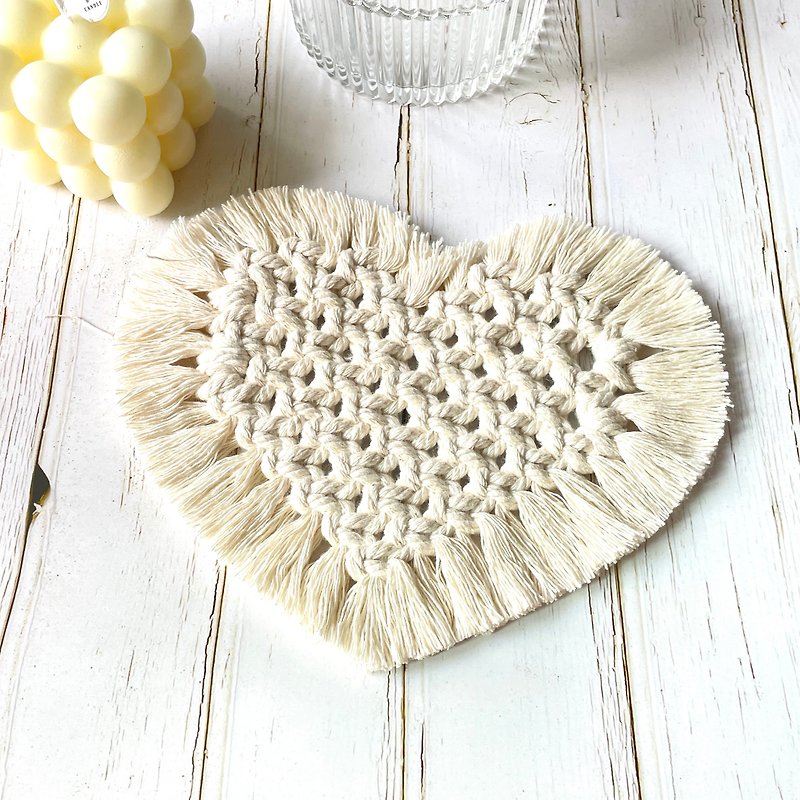 Macrame Heart Coaster Kit【DIY Macrame Heart Coaster Kit】 - Knitting, Embroidery, Felted Wool & Sewing - Cotton & Hemp 
