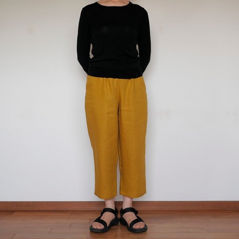 Pinkoi 代購 -  訂製麻九分褲芥末色 - 女長褲 - 棉．麻 