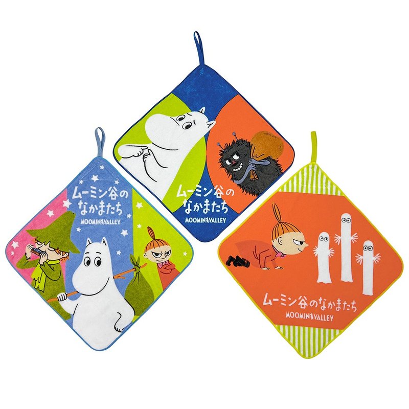 日本丸真 Moomin 掛繩小方巾三入組 姆明谷的日常 - 毛巾/浴巾 - 棉．麻 