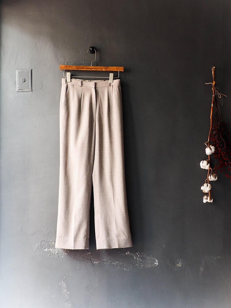 River Hill - Vacation faint light afternoon tea time Sentimental antique silk trousers wide pants vintage edition - Women's Pants - Silk Khaki