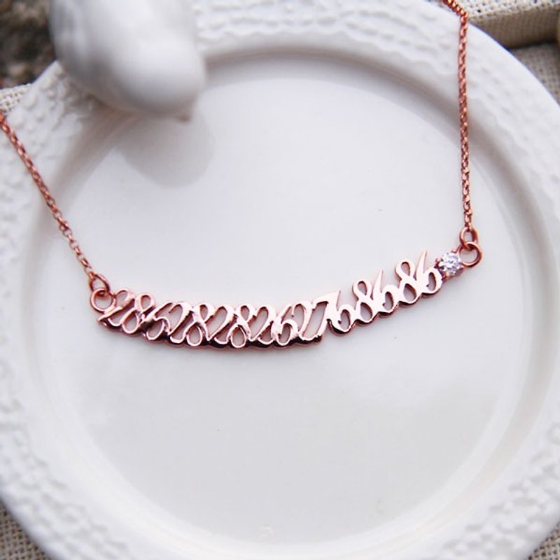 DaYuan 囡仔[Handmade × Customized] Lucky Number Rose Gold × Sterling Silver Necklace - สร้อยคอ - เงินแท้ สีเงิน