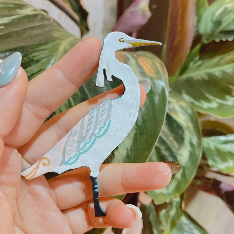 【Handmade Bird Magnet】Tang Egret - Magnets - Clay 