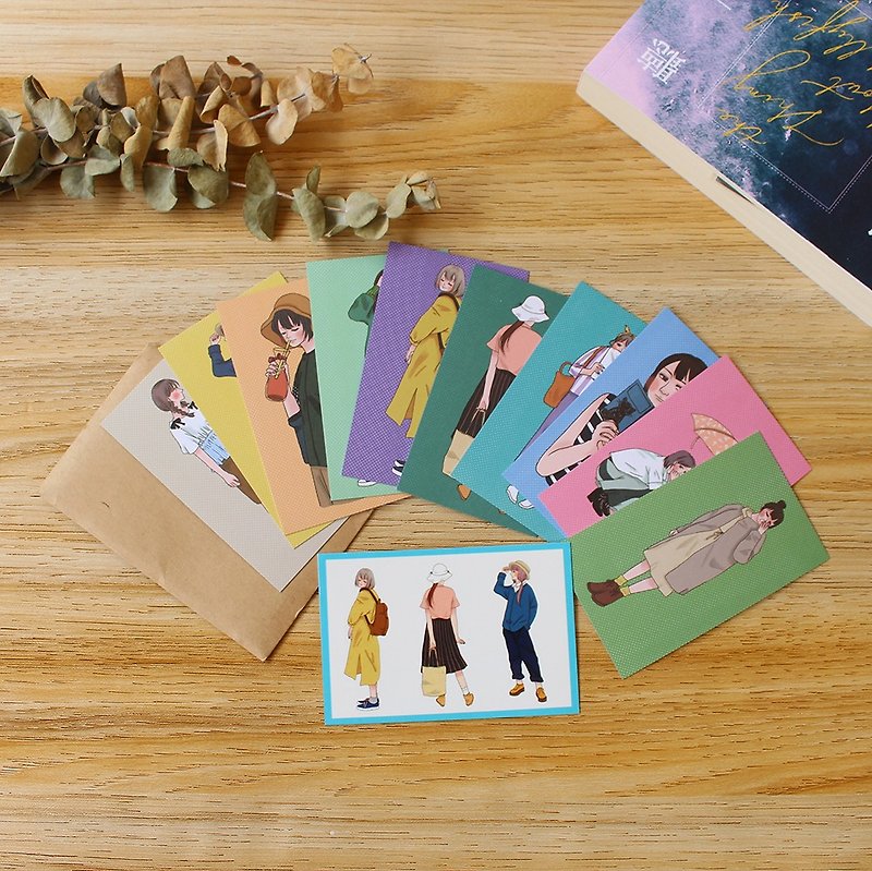 Daily girl card set / 10 small cards + 1 sticker (2 sets) - Cards & Postcards - Paper 