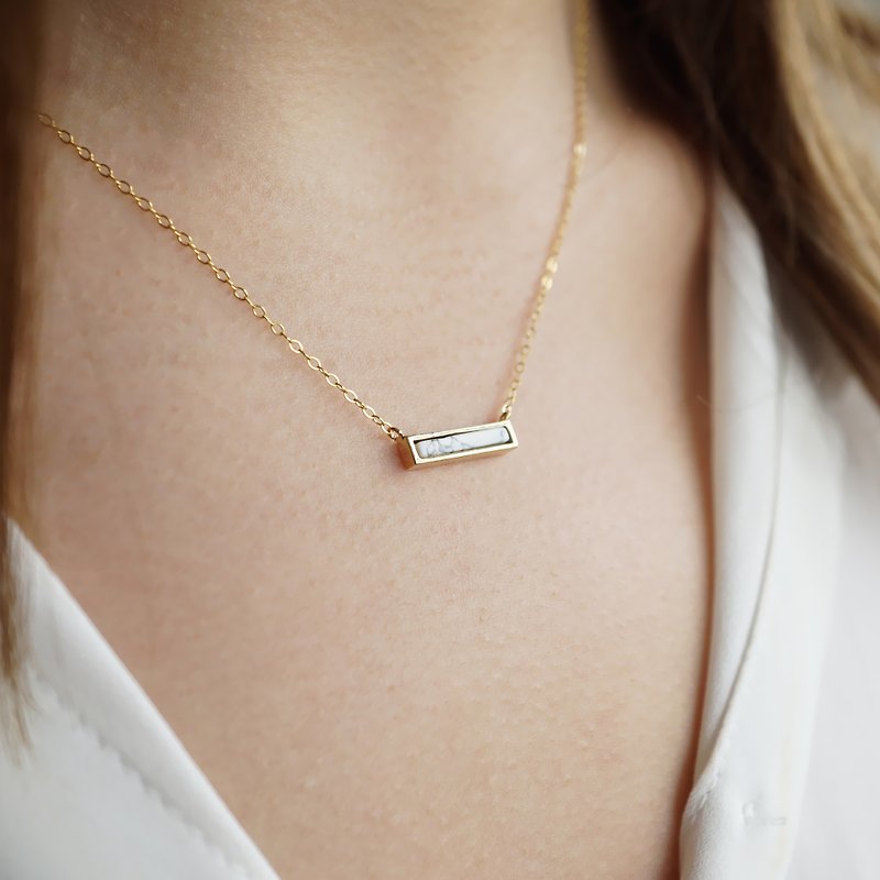 Mini Marble Bar Necklace - 14K Gold Filled - สร้อยคอ - เครื่องเพชรพลอย สีทอง