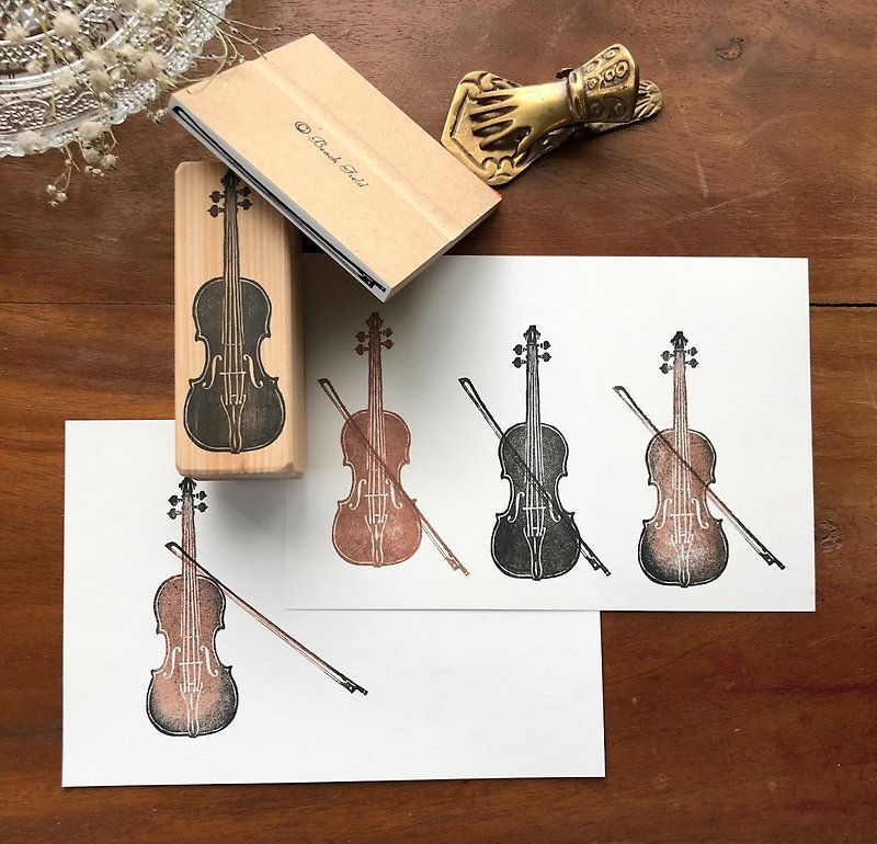 Violin Stamp Large 2-Piece Set - ตราปั๊ม/สแตมป์/หมึก - ไม้ สีนำ้ตาล