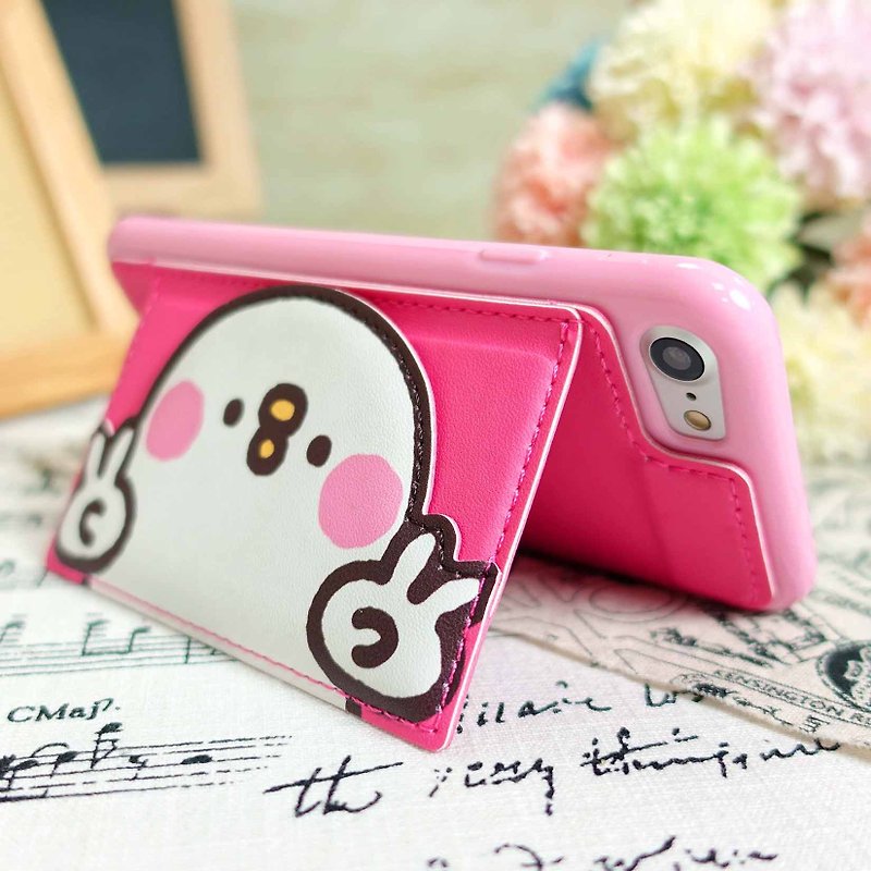 Kanahei Kana Hera's small animal P-assist iPhone can be vertical mobile phone leather back cover - Phone Cases - Plastic Pink