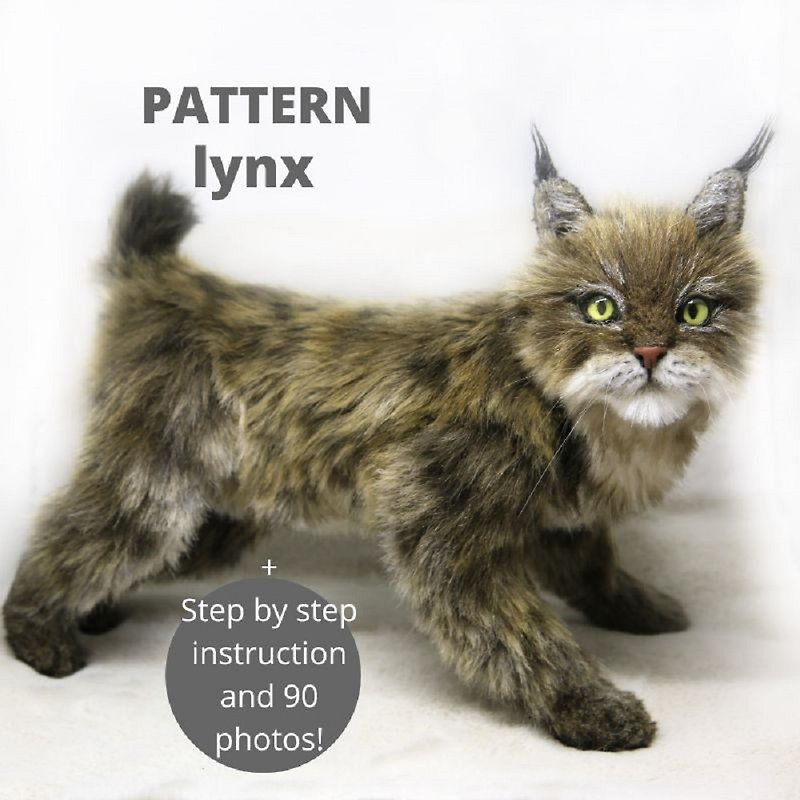 Lynx sewing pattern and instruction how to sew realistic toy /Digital PDF files - 編織/刺繡/羊毛氈/縫紉 - 其他材質 咖啡色