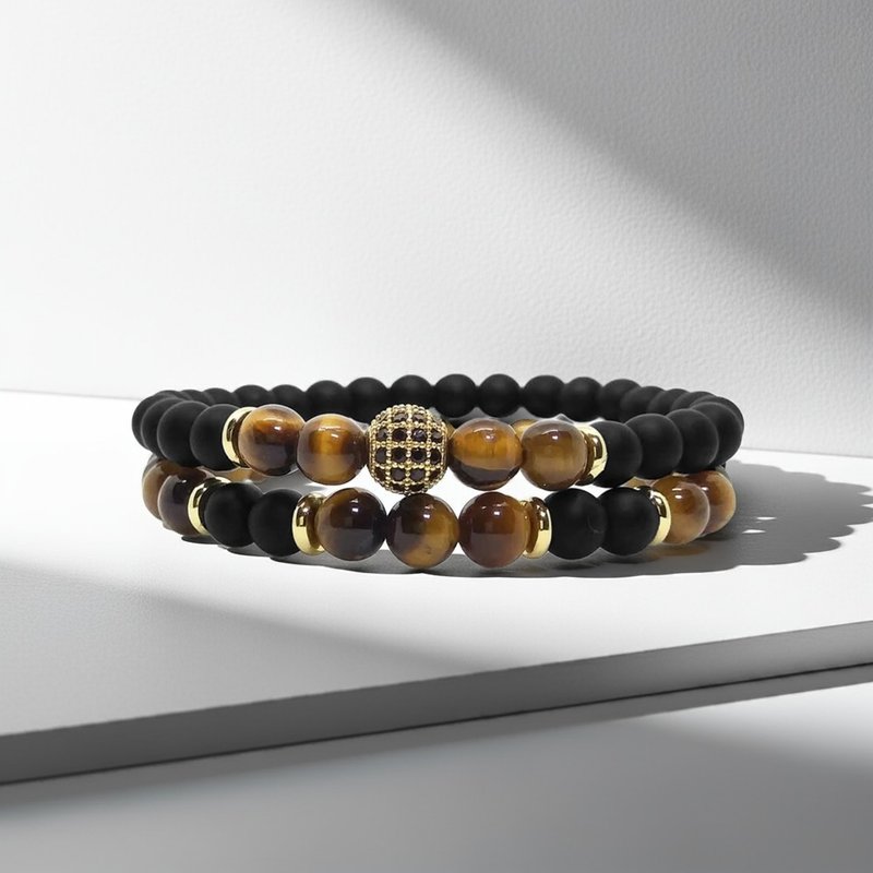 星球Sphere | 虎眼行星 x 黑洞手鍊 黃虎眼石 鋯石【能量自信】 - 手鍊/手環 - 水晶 咖啡色