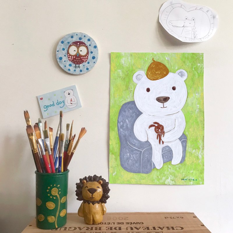 kami藝術訂製海報-小熊的小兔子/A4/A3(無附框喔) - 海報/掛畫/掛布 - 紙 