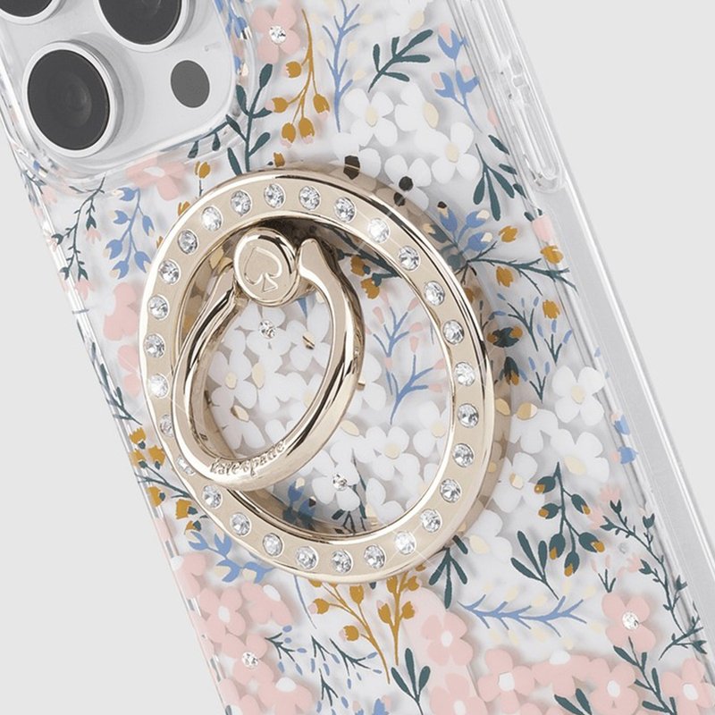 【kate spade】MagSafe 手機立架 指環 晶鑽 - 手機/平板支架 - 其他金屬 白色