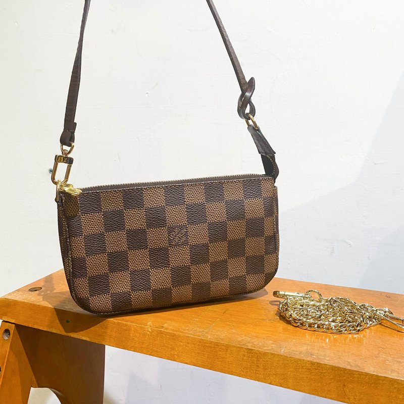 中古包Louis Vuitton LV|老花|單肩包|手提包|側揹包|小廢包|包包 - 手提包/手提袋 - 真皮 咖啡色