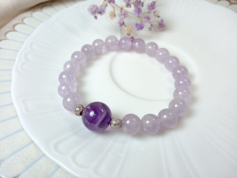 Bracelet bead design amethyst + Brazilian amethyst + 925 Silver - Bracelets - Crystal Purple