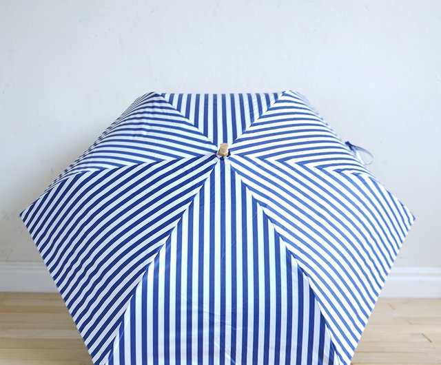 竹ハンドル UVカット折りたたみ傘 stripe 紫外線99.9%カット