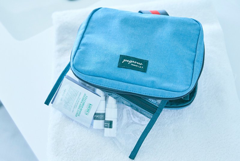 買一送一/TRAVO 1.5 三折盥洗袋 - 丹寧藍 - 化妝包/收納袋 - 其他材質 藍色