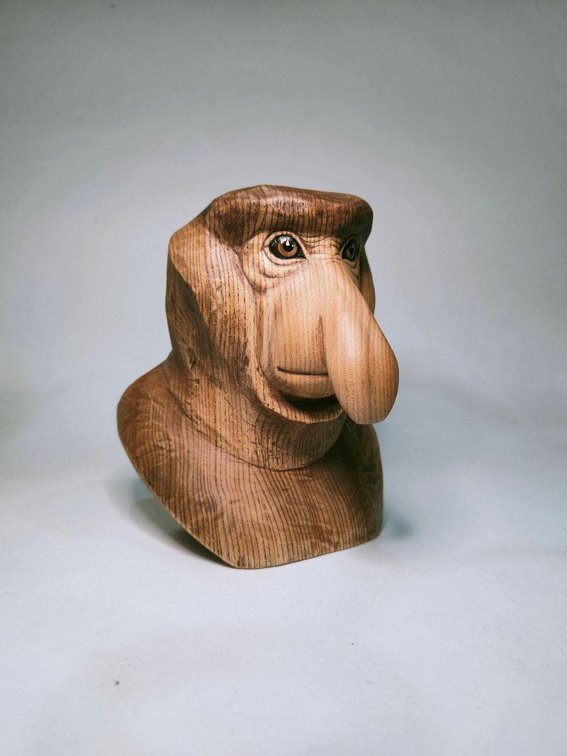Sculpture Proboscis monkey - 公仔/玩偶 - 木頭 白色