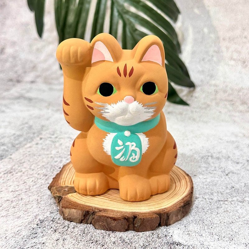 【日本製加藤陶器】瀨戶燒手繪陶瓷招財貓-小黃豆 - 擺飾/家飾品 - 陶 多色