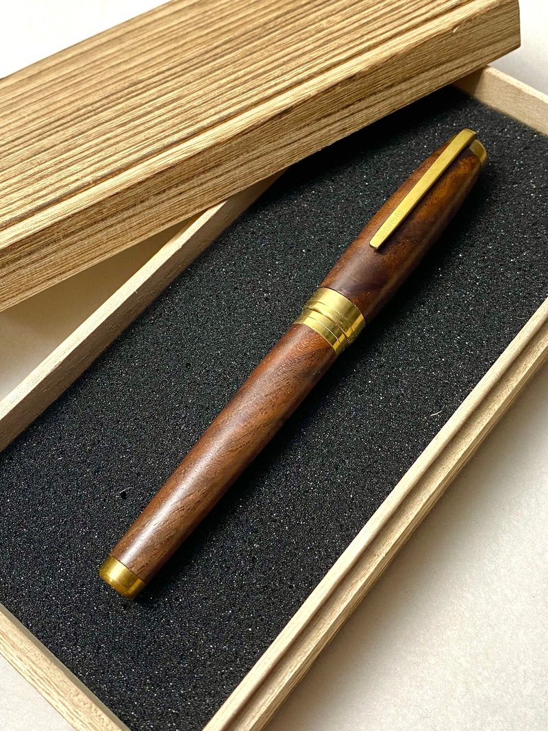 3952老山羊-X888 胡桃木樹瘤 原木款 原銅 雙色書法鋼尖鋼筆 - 鋼筆 - 其他材質 