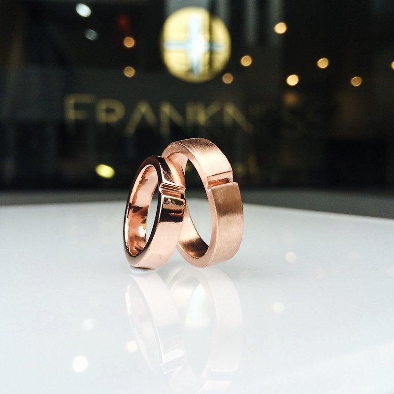 K金戒指 立體組合情侶戒指 原創設計 - 戒指 - 玫瑰金 多色