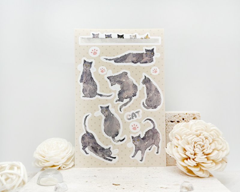 A cat - 貼紙 - 紙 
