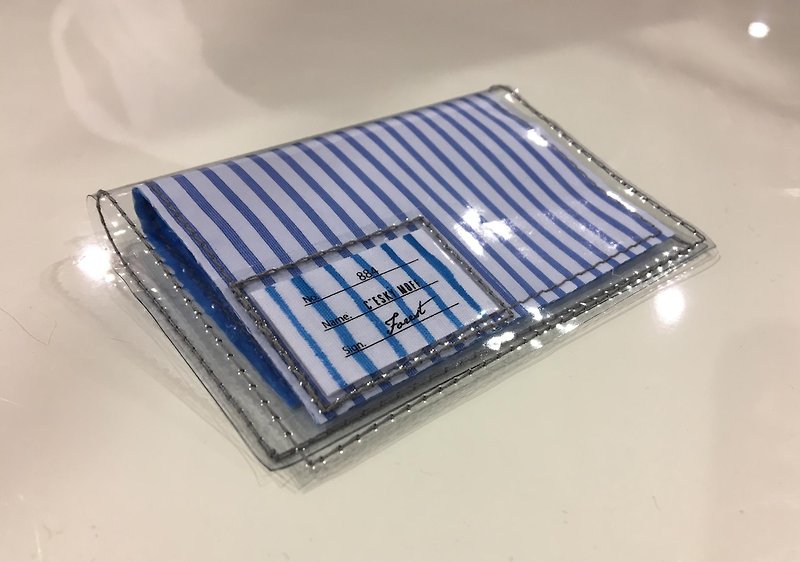 Sandwich fold card case - THOMAS MASON Stripe - striped periodic case - ที่ใส่บัตรคล้องคอ - วัสดุอื่นๆ สีน้ำเงิน