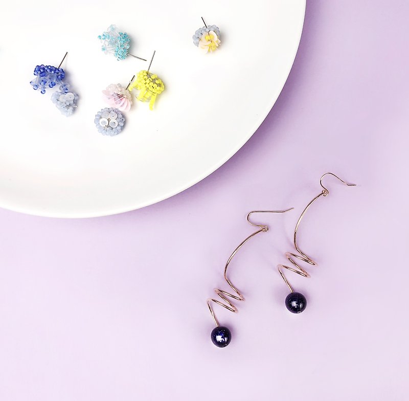 Goody Bag Free Shipping Bag Obsidian Earrings / Beaded Small Earrings Free Combination - Earrings & Clip-ons - Semi-Precious Stones 