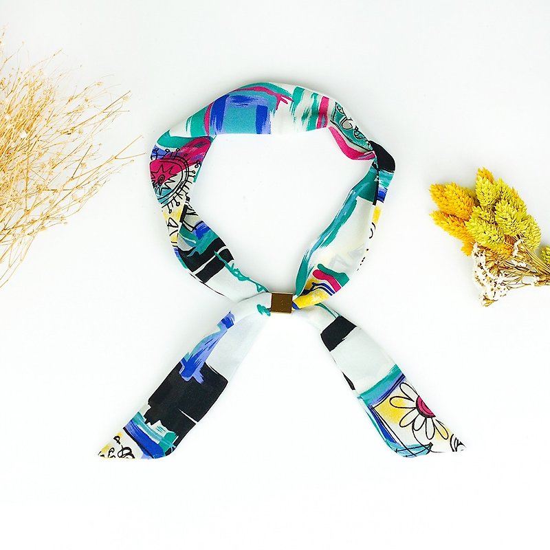 Xiaoniu村手作りスカーフヘッドバンド軽量シルクスカーフレトロ抽象[ピカソスタイル] AS-10 - スカーフ - シルク・絹 多色