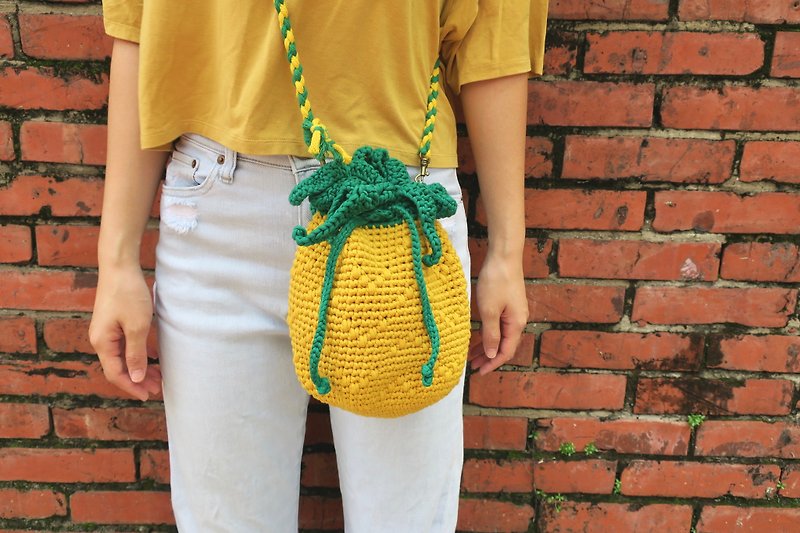 A mother's hand-made bag/wanglai bag/beam bag/side backpack/outing - Messenger Bags & Sling Bags - Cotton & Hemp Yellow