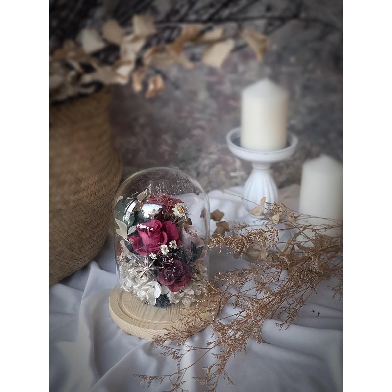 永生花玻璃盅/永生花/居家佈置/辦公室療癒小物/送禮小物 - 乾燥花/永生花 - 其他材質 