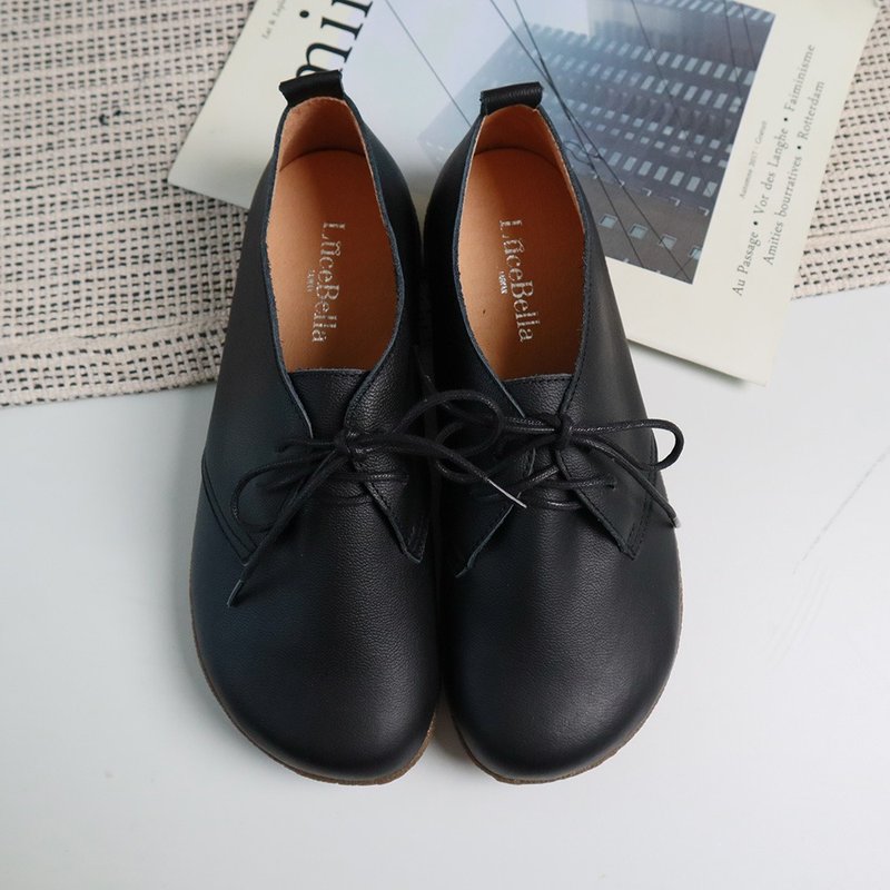 Wide feet are ok [Sen Traveler] Big toe shoes bread shoes - black - Women's Casual Shoes - Genuine Leather Black