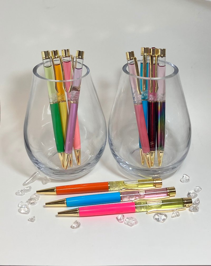 運気アップ　スタイリッシュボールペン　さざれ水晶入り　浄化　オリジナリティ - 鋼珠筆 - 其他材質 粉紅色