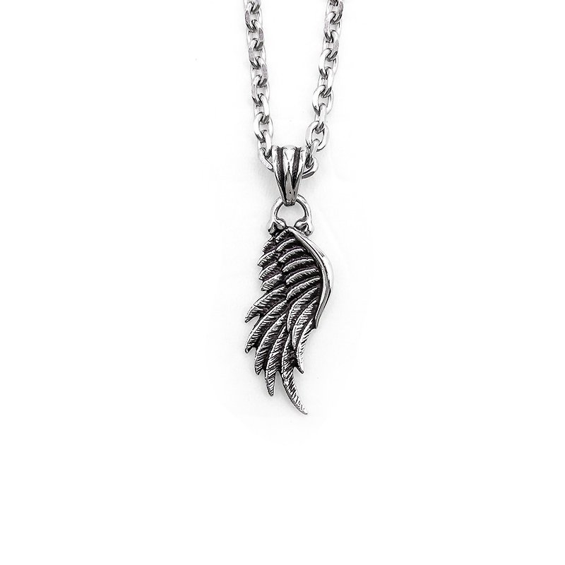 DISSOLVE designer original hiphop feather wings pendant men's necklace - Necklaces - Other Metals Silver