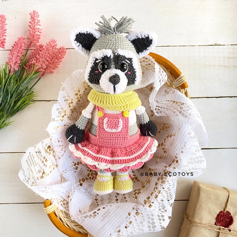 Digital Download - PDF | Crochet amigurumi pattern RACCOON stuffed animal toy - เย็บปัก/ถักทอ/ใยขนแกะ - งานปัก สึชมพู