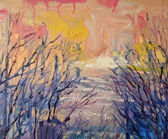 油絵 絵画【夕日の海】 油絵 絵画 夕日の海【A3】