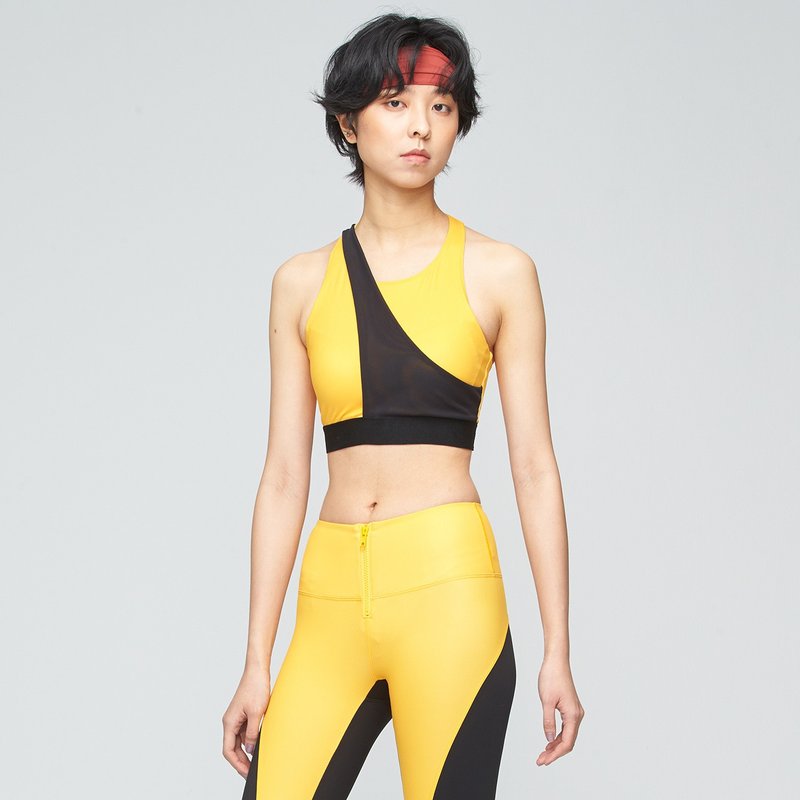 Cozee-抗菌除臭網紗造型運動內衣(女)-金盞花橘 - 背心/無袖上衣 - 聚酯纖維 黃色