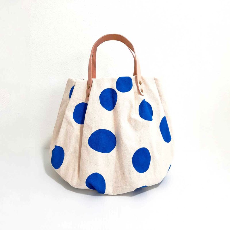 Handmade Bag Pumpkin Shape (Blue) - 手提包/手提袋 - 棉．麻 藍色